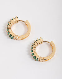 Gold Plated Cubic Zirconia Classic Baguette Hoop Earrings - link has visual effect only