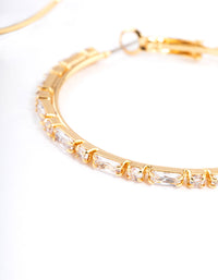 Gold Plated Round & Baguette Large Hoop Earrings - link has visual effect only