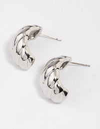 Rhodium Croissant Mini Hoop Earrings - link has visual effect only