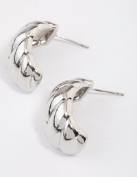 Rhodium Croissant Mini Hoop Earrings - link has visual effect only