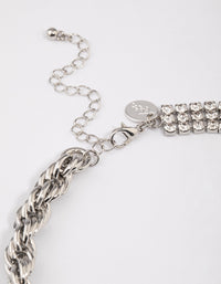 Silver Half Twisted Chain & Diamante Necklace - link has visual effect only