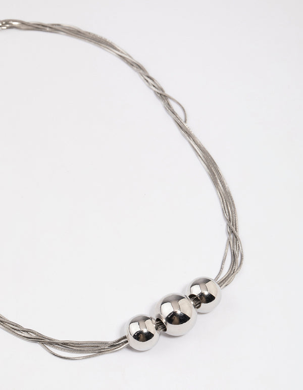 Silver Snake Chain Ball Necklace