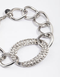 Rhodium Chain Loop Diamante Oval Bracelet - link has visual effect only