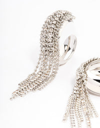 Rhodium Diamante Statement Tassel Hoop Earrings - link has visual effect only