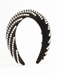 Black & White Padded Large Pearl Headband - link has visual effect only