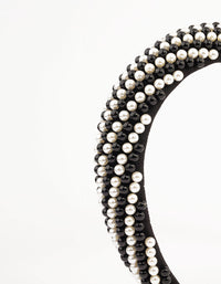 Black & White Padded Large Pearl Headband - link has visual effect only