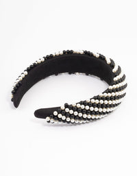 Black & White Padded Large Pearl Headband - link has visual effect only