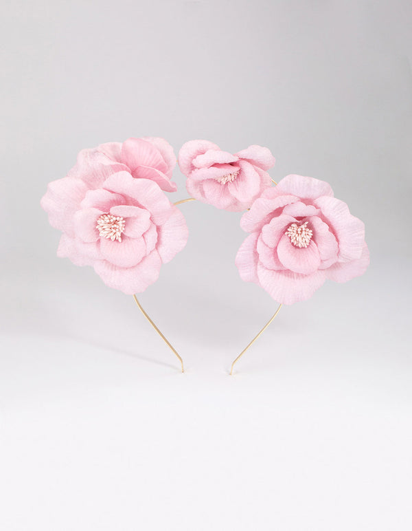 Pink Mixed Velvet 3D Flower Headband