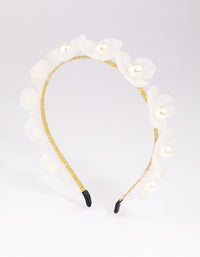 Clear Mixed Flower & Pearl Headband - link has visual effect only