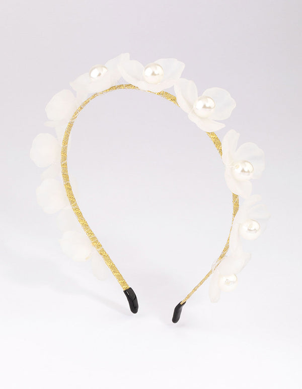 Clear Mixed Flower & Pearl Headband