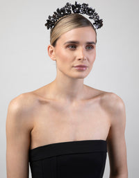 Gunmetal 3D Flower & Pearl Headband - link has visual effect only