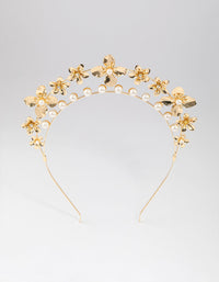 Gold 3D Flower & Pearl Headband - link has visual effect only