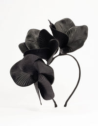 Black Faux Leather Petal Fascinator - link has visual effect only