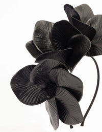 Black Faux Leather Petal Fascinator - link has visual effect only