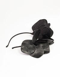 Black Faux Leather Petal Fascinator - link has visual effect only