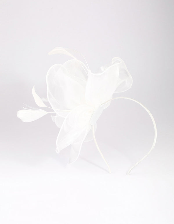 White Fabric Soft Fascinator