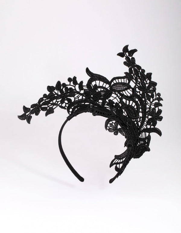 Black Statement Side Lace Fascinator