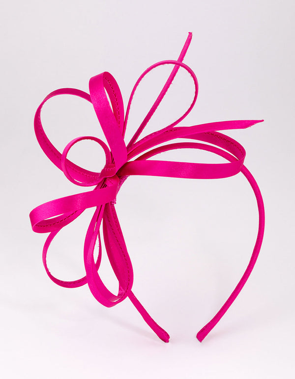 Pink Fabric Stone Ribbon Fascinator