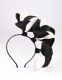 Black & White Faux Leather Petal Fascinator - link has visual effect only