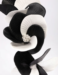 Black & White Faux Leather Petal Fascinator - link has visual effect only