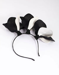 Black & White Faux Leather Petal Fascinator - link has visual effect only