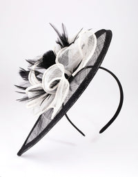 Black & White Sinamay Bow Angled Fascinator - link has visual effect only