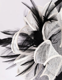 Black & White Sinamay Bow Angled Fascinator - link has visual effect only