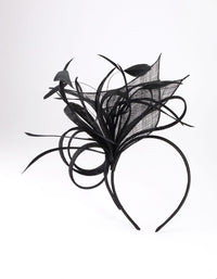 Black Sinamay Feather Mesh Fascinator - link has visual effect only