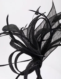 Black Sinamay Feather Mesh Fascinator - link has visual effect only