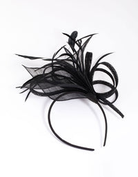 Black Sinamay Feather Mesh Fascinator - link has visual effect only