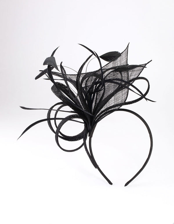 Black Sinamay Feather Mesh Fascinator