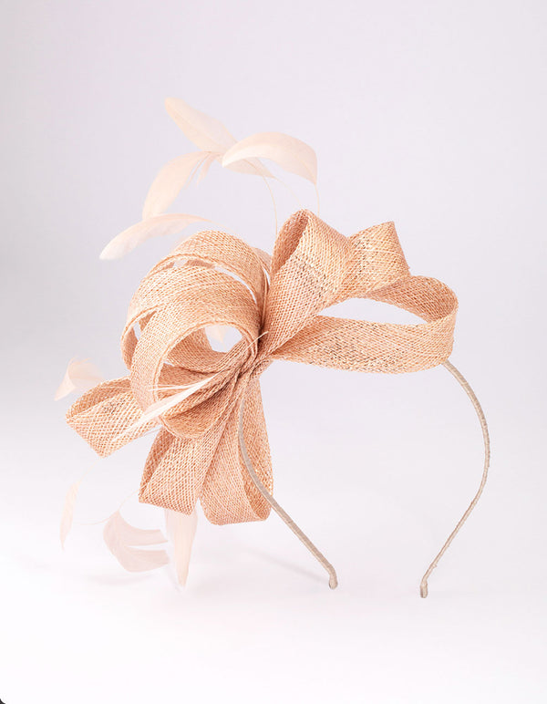 Neutral Metallic Feather Fascinator