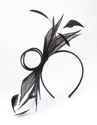 Black Sinamay Black Feather Leaf Headband - link has visual effect only