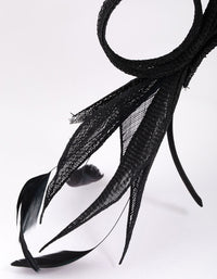 Black Sinamay Black Feather Leaf Headband - link has visual effect only