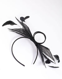 Black Sinamay Black Feather Leaf Headband - link has visual effect only