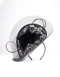 Black Lace Sinamay Quill Fascinator - link has visual effect only