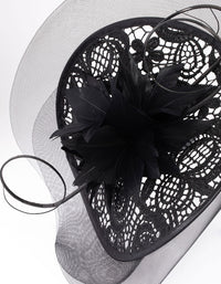 Black Lace Sinamay Quill Fascinator - link has visual effect only