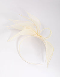 White Sinamay Flower Leaf Fascinator - link has visual effect only