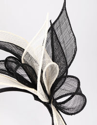 Black & White Sinamay Flower Leaf Fascinator - link has visual effect only