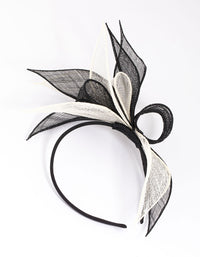 Black & White Sinamay Flower Leaf Fascinator - link has visual effect only