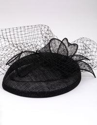 Black Small Boat Hat Fascinator Comb - link has visual effect only