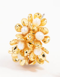 Gold Plated Freshwater Pearl Flower Hoop Earrings - link has visual effect only