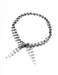 Black Mesh Stretch Diamante Scarf Necklace - link has visual effect only