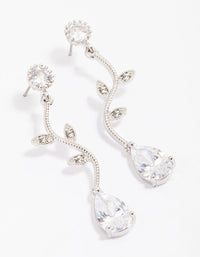 Rhodium Cubic Zirconia Floral Teardrop Earrings - link has visual effect only