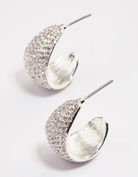 Silver Plated Pave Diamante Chunky Hoop Earrings - link has visual effect only