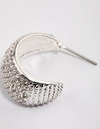 Silver Plated Pave Diamante Chunky Hoop Earrings - link has visual effect only