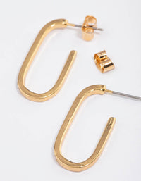 Gold Plated Cubic Zirconia Long Oval Hoop Earrings - link has visual effect only