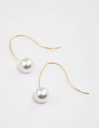 Gold Plated Acrylic Pearl Hook Drop Earrings - link has visual effect only