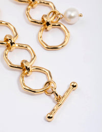 Gold Plated Molten Open Chain Freshwater Pearl Bracelet - link has visual effect only