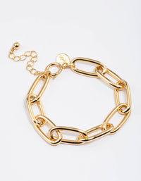 Gold Plated Classic Oval Link Bracelet - link has visual effect only